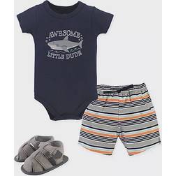 Hudson Baby Bodysuit Shorts & Shoes 3-Piece Set - Shark ( 10155466)