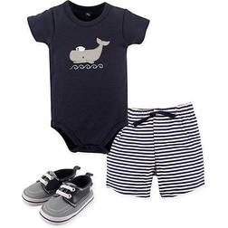 Hudson Baby Bodysuit Shorts & Shoes 3-Piece Set - Sailor Whale ( 10155196)