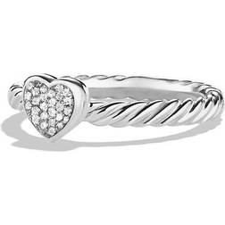 David Yurman Cable Collectibles Heart Ring - Silver/Diamonds