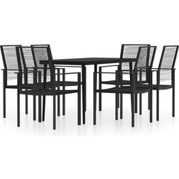 vidaXL Cena 7 Pc Set Para Jardín Negro Juego de comedor de patio, 1 Mesa incl. 6 Sillas