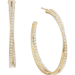 David Yurman Crossover Hoop Earrings - Gold/Diamonds