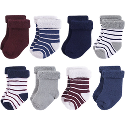 Hudson Terry Roll Cuff Socks 8-pack - Navy Gray Stripe (10754115)
