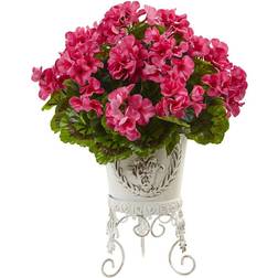 Nearly Natural Artificial Geranium Planter 18.5"