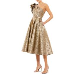 Mac Duggal One-Shoulder A-Line Midi Dress - Antique Bronze