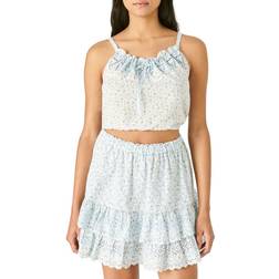 Lucky Brand Printed Tie Front Matchback Cami - Blue Multi