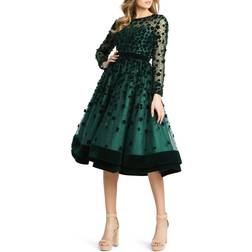 Mac Duggal Eelegant Velvet Floral Cocktail Dress - Emerald