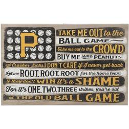 Open Road Brands Pittsburgh Pirates Flag Ball Game Stretched Canvas Wall Art