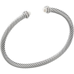 David Yurman Cable Classic Collection Bracelet - Silver/Pearl/Diamonds