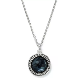 Ippolita Stella Lollipop Pendant Necklace in Hematite Doublet with Diamonds in Sterling Silver