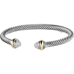 David Yurman Cable Classic Collection Bracelet - Silver/Gold/Diamonds