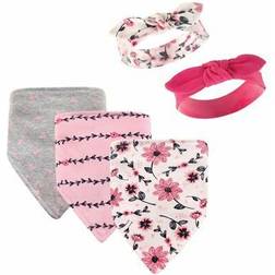 Hudson Bandana Bib & Headband 5-pack Pink Flowers