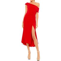 Mac Duggal Ruched Off-The-Shoulder Midi Dress - Red