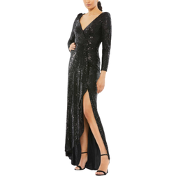 Mac Duggal Sequin Wrap Evening Gown - Black