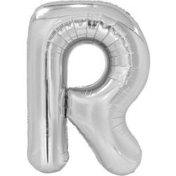 Amscan 9909567 9909567-Silver Letter R SuperShape Foil Balloon-39, Silver