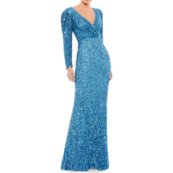 Mac Duggal Sequin Faux Wrap Gown - French Blue