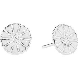 Lund Copenhagen Marguerit Ear Stud 9mm - Silver/White