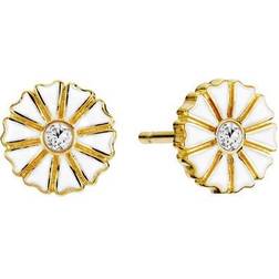 Lund Copenhagen Marguerit Ear Stud - Gold/White/Transparent