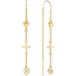 Lund Copenhagen Marguerit with Faith Hope and Love Earrings - Gold/White