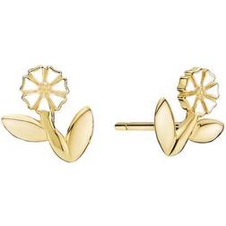 Lund Copenhagen Marguerit Life Tree Ear Stud 5mm - Gold/White