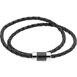 Lynx Leather & Carbon Fiber Bracelet - Black/Silver