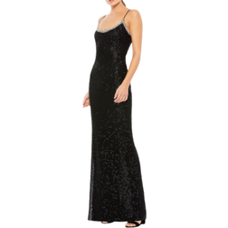 Mac Duggal Fully Beaded Scoop Neck Gown - Black