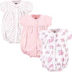 Hudson Baby Cotton Rompers 3-pack - Pink Floral (10152742)