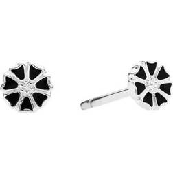 Lund Copenhagen Marguerit Micro Ear Stud - Silver/Black