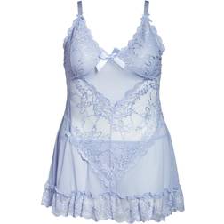 OH LÀ LÀ CHÉRI Valentine Soft Cup Babydoll Chemise & G-String Thong - Brunnera Blue