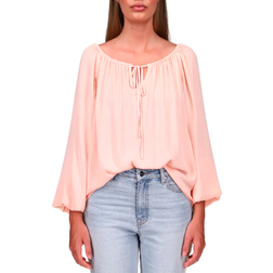 Sanctuary Tie-Neck Keyhole Blouse - Peachy Keen