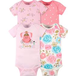 Gerber Baby Girls Princess Short Sleeve Onesies Bodysuits 4-pack - Princess