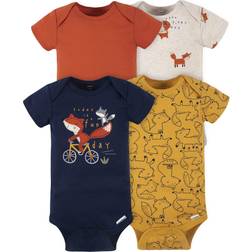 Gerber Baby Boys Fox Short Sleeve Onesies Bodysuits 4-pack -Fox