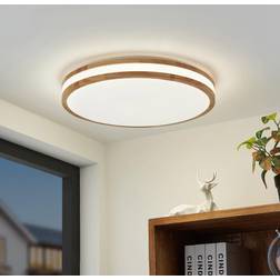 Lindby Emiva Center Ø 49,5 cm CCT Legno Chiaro Plafoniera 49.5cm