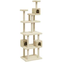 vidaXL Albero Per Gatti Con Tiragraffi In Sisal Crema 188 cm