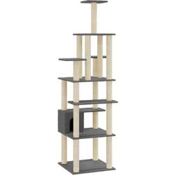 vidaXL Albero Per Gatti Con Tiragraffi In Sisal Grigio Chiaro 183 cm