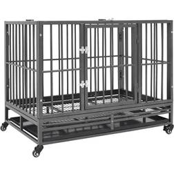 vidaXL Dog Cage with Wheel 92x76cm