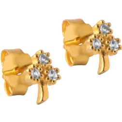 ENAMEL Copenhagen Clover Stud - Gold/Transparent