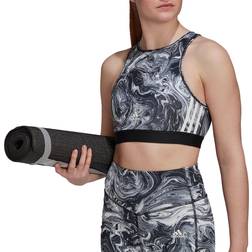adidas Hyperglam Aeroready Training Marble-Print Bra - Multicolor/Black