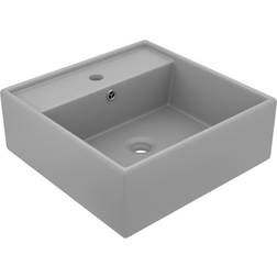 vidaXL Lavabo Cuadrado Rebosadero de Cerámica Mate 41x41 cm