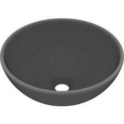 vidaXL Lavabo De Lujo Redondo Cerámica Gris Oscuro Mate 32.5x14 cm