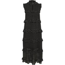 Part Two Parilla Midi Dress With Ruffles - Black Mini Block Print