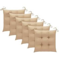 vidaXL Chair Cushions 6 pcs Beige 15.7'x15.7'x2.8' Fabric Coussin de chaise Beige (40x40cm)