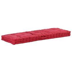 vidaXL Pallet E Pavimento In Cotone 120x40x7 cm Bordò Cuscino per sedia Rosso (120x40cm)