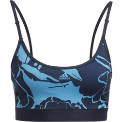 adidas Light Support Flower Print Bra - Craft Blue/Legend Ink