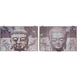 Dkd Home Decor Låg Nedtæller Buddha Grå Træ MDF (2 pcs) (46.5 x 6 x 31 cm) Vægdekoration