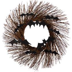 Nearly Natural 26" Halloween Bats Twig Wreath Black