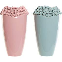 Dkd Home Decor Vas Rosa Turkos Stengods Medelhavs (2 pcs) (19 x 19 x 33 cm) Vas