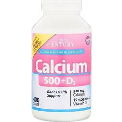 21st Century Calcium 500 D3 15 mcg (600 IU) 400 Tablets