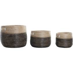 Dkd Home Decor Kurvesæt Natur Grå Havgræs (3 pcs) (37 x 37 x 40 cm) Kurv