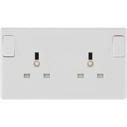 Nexus BG White Double 2 Gang Plug Socket 13A 822