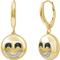 JewelonFire Emoji Earrings - Gold/Blue/Transparent